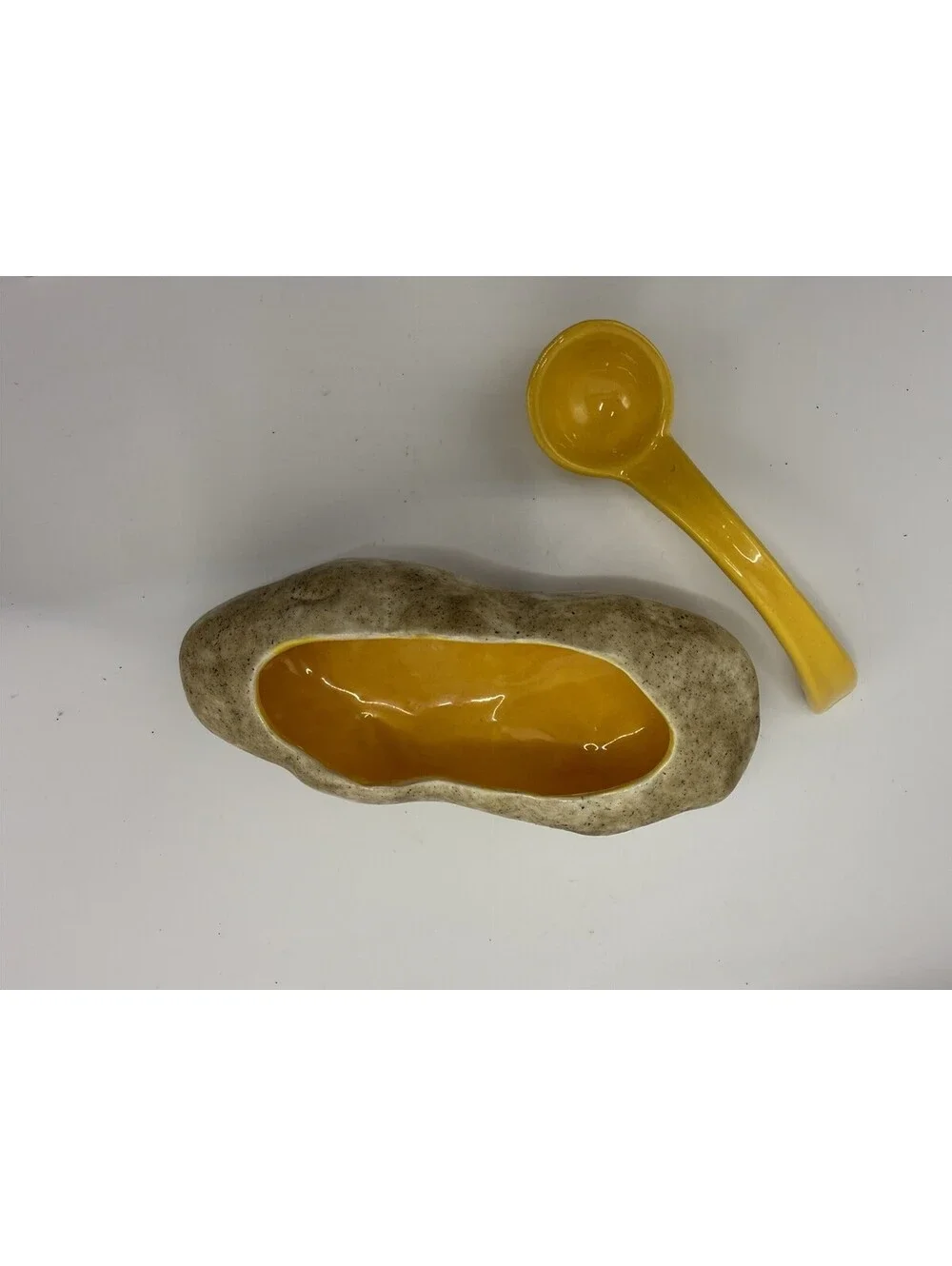 VTG Atlantic Mold Ceramic Baked Potato Sour Cream Condiment Dish W/ spoon